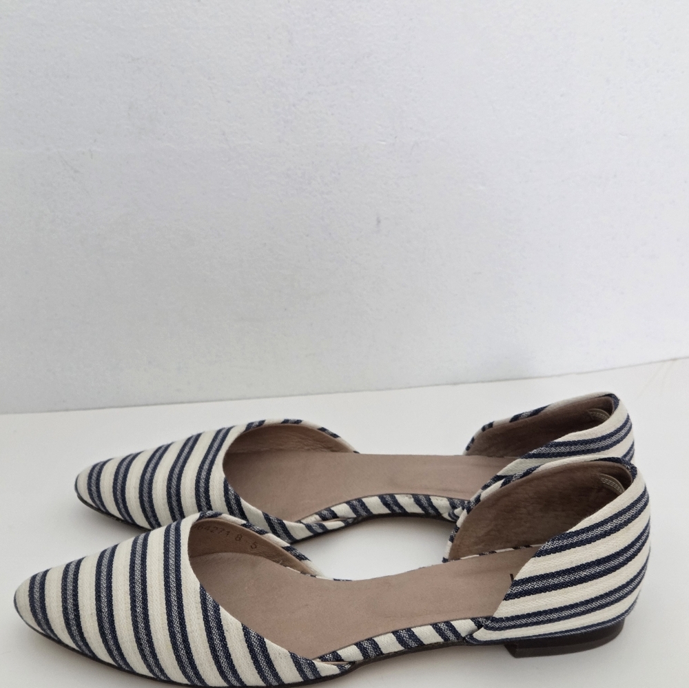 JJILL D’ORSAY POINTED FLATS White Blue Stripes Sz 8.5 Striped - Picture 7 of 12